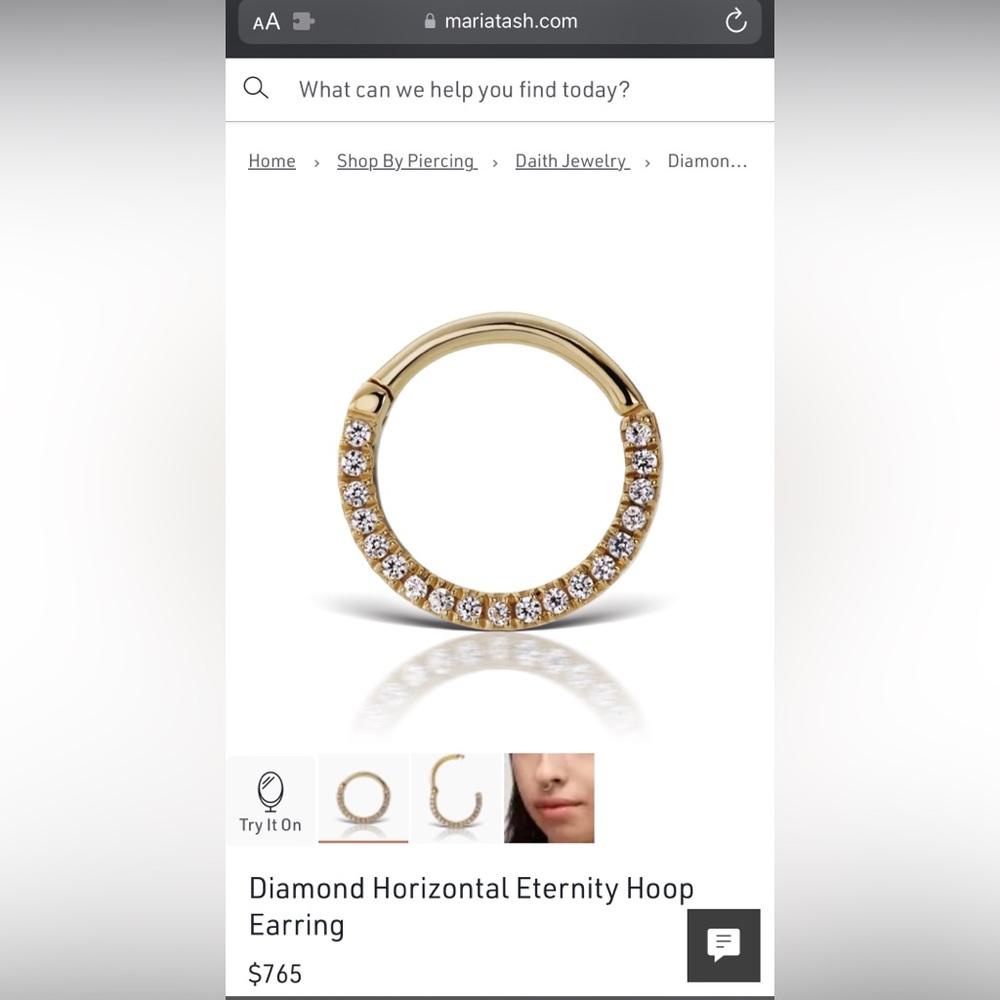Maria Tash Diamond Horizontal Eternity hoop - 9.5mm